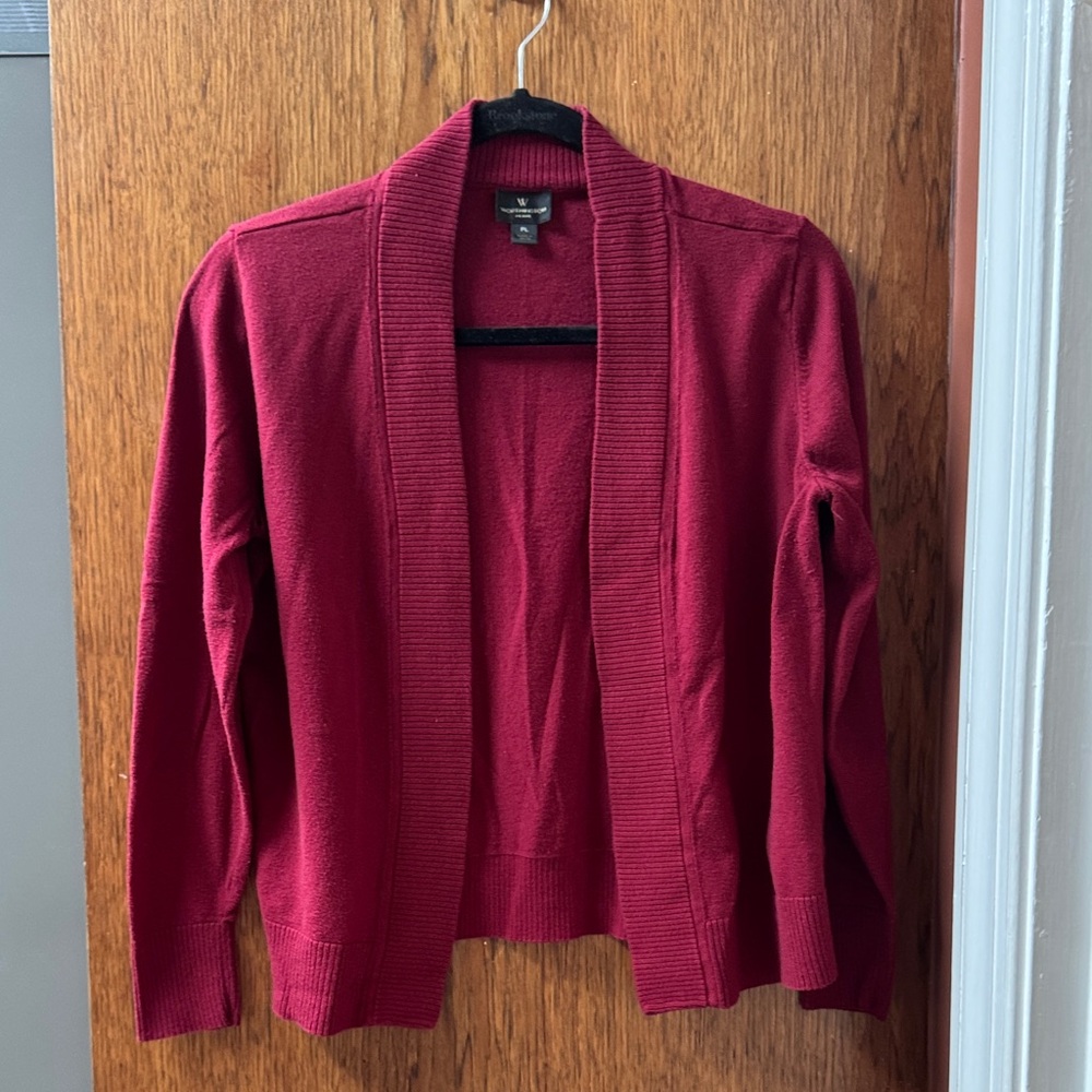 Worthington Red Open-Front Cardigan